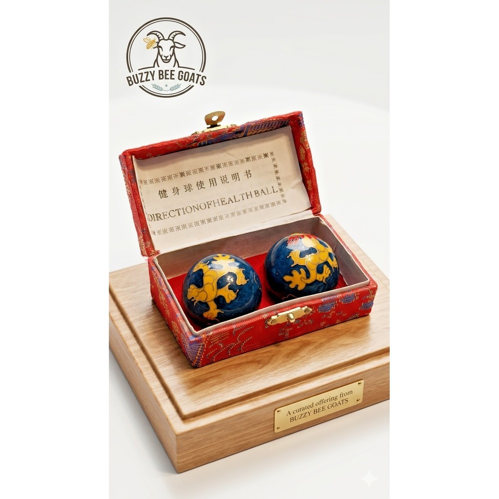 VINTAGE CHINESE STRESS BALLS DRAGON PHOENIX MOTIF MUSICAL BAODING BALLS